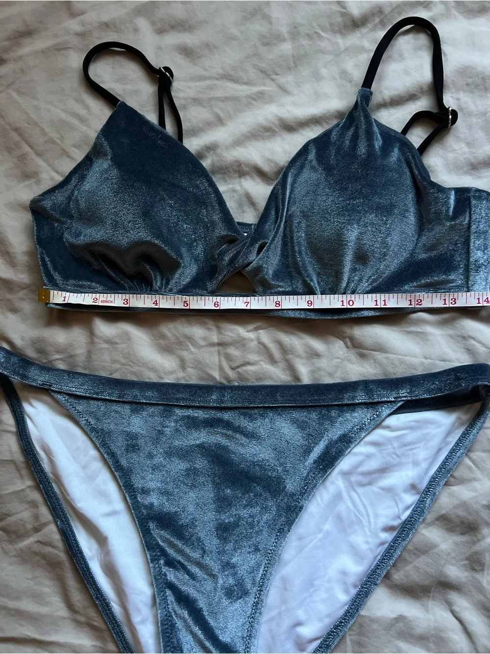 Shimmery Blue Velvet Bikini Set